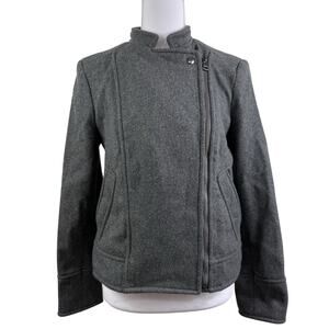 Banana Republic Italian Mario Bellucci Melton Moto Jacket XS Gray Wool Blend